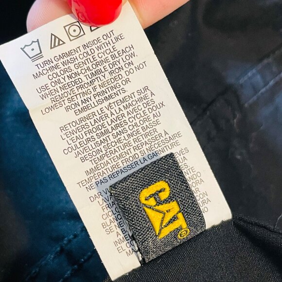 Caterpillar Men's Black Button-Up Shirt S Small Chest Pocket W Logo - Picture 4 of 8